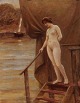 Christian 
Valdemar 
Clausen 
(1862-1911). 
Nøgen kvinde 
ved en badebro. 
Olie på lærred. 
Sign. ...