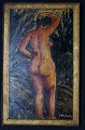 Olie på plade, 
portræt af 
nøgen kvinde, 
utydeligt 
signeret, 
ubekendt 
kunstner. Ca. 
1920. Måler ...