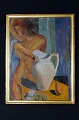 Olie på plade, 
portræt af 
nøgen kvinde, 
usigneret, 
ubekendt 
kunstner. Ca. 
1930. Måler 
38x28 cm. ...
