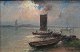Richarde, 
Ludvig Otto 
(1862-1929): 
Marine med 
sejlskibe 
henunder aften. 
Olie på pap. 
Sign.: L. ...