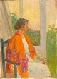 Friis Nybo, 
Poul (1869 - 
1920) Danmark: 
En kvinde ved 
et vindue. Olie 
på lærred/træ. 
Signeret.: ...