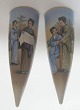 Par japanske 
h&aring;ndbemalede 
v&aelig;g 
vaser, o. 1900. 
Bemalinger i 
form af kvinder 
i ...