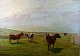 Gunnar Bundgaard (born Aalborg 1920, died 2005): Cows on the field. Signed : G. 
Bundgaard. Oil on canvas.
