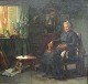 Find, Ludvig 
(1869 - 1945) 
Danmark: 
Interiør med 
ældre kvinde i 
en stol. Olie 
på lærred. ...