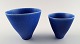 Stig Lindberg (1916-1982), Gustavsberg, 2 keramikvaser i blå glasur.
