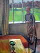 Sejg, Johan 
(1897 - 1942) 
Danmark: 
Interiør med 
kvinde ved 
vindue. Olie på 
lærred. 
Signeret.: ...