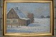 Andreas Moe 
(1877-1952):
Vinterparti 
med bondehus 
1917.
Olie på 
lærred.
Sign.: A. Moe 
...