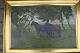 Johannes 
Resen-
Steenstrup 
(1868-1921):
2 heste ved 
gærde ved 
Sebber med 
udsigt mod 
Nibe.
Olie ...
