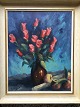 Ubekendt 
kunstner (20 
årh):
Vase med roser 
og frugt på 
bord.
Olie på 
lærred.
Sign.: 
Utydeligt ...