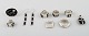 Samling smykker 
af 
sterlingsølv, 
de fleste med 
monteringer af 
ibenholt, 
bestående af 6 
ringe, to ...