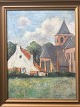 Frans Vervoort 
(1896-1976):
Landskab med 
kirke.
Olie på 
lærred.
Sign.: F. 
Vervoort
42x34 ...