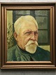 Ubekendt 
kunstner (20 
årh):
Portræt af 
mand ved hus.
Olie på 
lærred. 
Nyrenset.
Sign.: ...