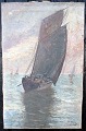 Moser, 
Christian (1838 
- 1894) 
Holland: 
Fiskerbåde på 
havet. Olie på 
lærred. 
Signeret.: Ch. 
...