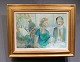 Maleri på 
lærred, med 
motiv af Mand 
og kone i kolde 
farver, 
signeret Paul 
Kastrup.
H - 54 cm og 
...