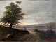 Tysk kunstner 
(19. 
&aring;rh.): 
Flod landskab. 
Olie p&aring; 
l&aelig;rred. 
Signeret.: B. 
M....31 ...