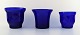Tre retro 
Lyngby 
kunstglas vaser 
i blåt.
I perfekt 
stand.
Måler : 17 cm. 
x 16 cm. ...