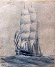 Sørensen, Carl 
Frederik (1818 
- 1879) 
Danmark: 
Sejlskib på 
havet. Bly på 
papir. 
Signeret: CFS. 
9 ...