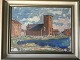 Ubekendt 
kunstner (20 
årh):
Byparti med 
stor rødstens 
kirke ved 
vandet 1932.
Olie på ...