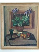Thorvald 
Petersen 
(1899-1988):
Opstilling på 
bord med 
potteplante, 
vinglas og 
frugt.
Olie på ...