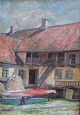 Maleri fra 
Mariager Museum 
- 
Købmandsgården 
50 x 36 cm 
Guldramme med 
brugsspor  
Signeret ...