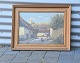 Maleri af 
Edmund Fischer. 
Gårdsplads med 
ænder.
Maleriet måler 
60*47 cm
