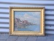 Maleri af Blaa 
Pakhus med skib 
foran.
Usigneret. Det 
er det blå 
pakhus på 
Christianshavn 
i ...