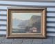 Maleri af Hus 
ved sø med 
bjerge i 
baggrund.
Billedet er 
usigneret.
Maleriet måler 
46*55 ...
