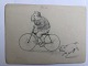 Ubekendt 
kunstner (19 
årh):
Mand på cykel 
og løbende 
hund.
Bly på papir.
Uden ramme.
Sign.: ...