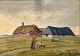Frost, Sergius 
(1900 - 1994) 
Danmark: En 
gård, Holmsland 
Klit. Signeret. 
Olie på lærred. 
21 x 29 ...