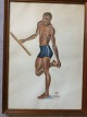 Knud Fløystrup 
(1887-1955):
Ung atlet med 
stafet 1940.
Akvarel på 
papir.
Sign.: KF ...