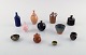 Enköping og Munk Keramik m. fl. svenske keramikere. Samling på 11 miniature 
vaser i glaseret keramik. 1970