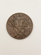 Dansk Vestindien 2 cent 10 bit 1905 bronce. solgt