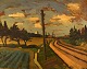 Unknown Danish artist. Modernist landscape 1930/40 s.  
Oil on canvas.
