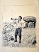Larsen, Adolph 
(1856 - 1942) 
Danmark: En 
trompet 
spillede dreng 
- antagelig en 
spejder ved en 
...