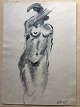 Georg 
Tscherning-
Petersen 
(1909-94):
Nøgen 
kvindelig 
model.
Tegning/akvarel 
på pap.
Sign.: ...