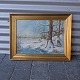 Landskabmaleri 
med naturmotiv 
af snedækket 
landskab ved sø 

Kunstner Aksel 
C Møller ...