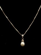 Sterling sølv halskæde 45 cm. og perle vedhæng