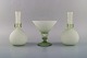 Isfahan Glass. Two vases and compote in frosted glass. Late 20th century.
