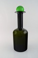 Otto Brauer for 
Holmegaard. 
Stor 
vase/flaske i 
grønt kunstglas 
med grøn kugle. 
1960'erne. ...