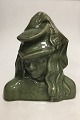 Royal 
Copenhagen 
Figurine of 
Stoneware "Girl 
with Hat" with 
Green Glaze No 
20874. Designed 
by ...