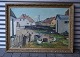 Maleri af Einar 
Gross 
(1895-1960) 
Billede af 
landsbyen, med 
høns, der går 
og pikker føde.
 ...