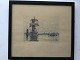 Fritz W. Schulz 
(1884-1962):
Havneparti fra 
havn ved 
Østersøen 1947.
Akvarel på 
papir.
Sign.: ...