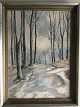 Henning Knudsen 
(1908-80):
Vinterlandskab 
med nøgne træer 
1937.
Akvarel på 
papir.
Sign.: ...