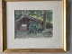 Christen Lyngbo 
(1871-1968):
Bjælkehytte i 
skov 1960.
Akvarel på 
papir.
Sign.: C. 
Lyngbo ...