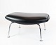 Stool for the Ox chair, model EJ 100-F, upholstered in Black leather, designed 
by Hans J. Wegner in the 1960s and manufactured at Erik Jørgensen furniture 
factory.
5000m2 showroom.