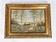 Oliemaleri med 
natur motiv og 
med forgyldt 
ramme fra 
1930erne.
64 x 84 x 4.5 
cm.
