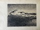 Aage Roose 
(1880-1970):
Flyvende gæs 
over sø 1914.
Radering på 
papir.
Sign.: AR 1914 
(i ...
