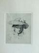 Frans Schwartz 
(1850-1917):
En ung pige 
med stråhat 
1893.
Opus 35
Radering på 
papir.
Sign.: ...