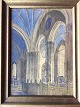 Theodor Ulrichsen (1905-70):Interiør fra kirke.Akvarel/tusch på papir.Sign.: Th. ...