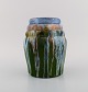 European studio ceramicist. Unique vase in glazed ceramics. Beautiful polychrome 
running glaze. Mid-20th century.
